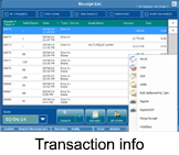 restaurant software Transcation Info screen